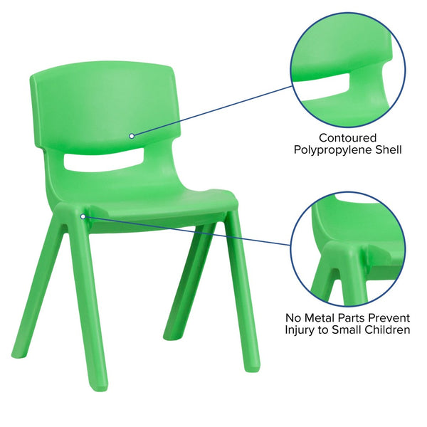English Elm Whitney 2 Pack Stackable Plastic School Chairs for Comfortable Learning Spaces and Easy Storage Green 2-YU-YCX-004-GREEN-GG