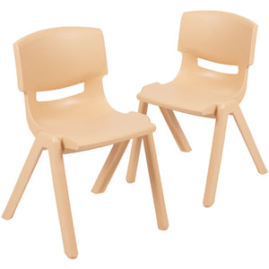 English Elm Whitney 2 Pack Stackable Plastic School Chairs for Comfortable Learning Spaces and Easy Storage Natural 2-YU-YCX-004-NAT-GG