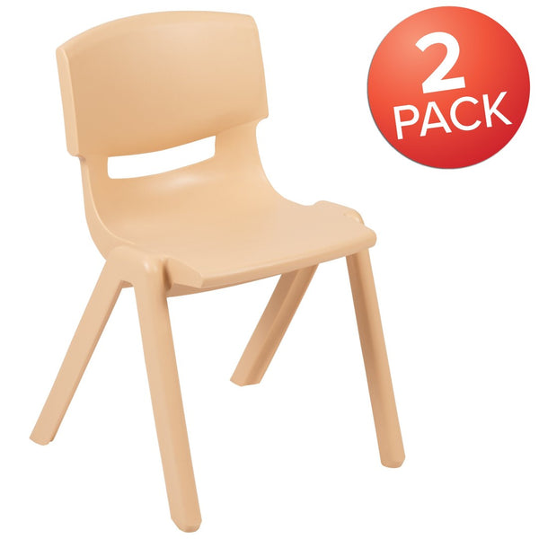 English Elm Whitney 2 Pack Stackable Plastic School Chairs for Comfortable Learning Spaces and Easy Storage Natural 2-YU-YCX-004-NAT-GG