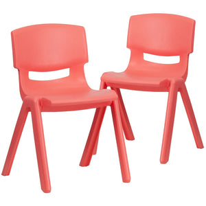 English Elm Whitney 2 Pack Stackable Plastic School Chairs for Comfortable Learning Spaces and Easy Storage Red 2-YU-YCX-004-RED-GG