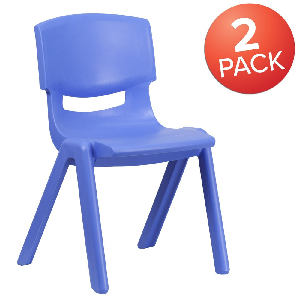 English Elm Whitney 2 Pack Stackable Plastic School Chairs for Kids - Safe, Comfortable & Easy to Store Blue 2-YU-YCX-005-BLUE-GG