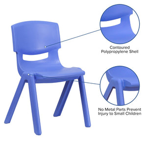 English Elm Whitney 2 Pack Stackable Plastic School Chairs for Kids - Safe, Comfortable & Easy to Store Blue 2-YU-YCX-005-BLUE-GG