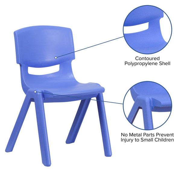 English Elm Whitney 2 Pack Stackable Plastic School Chairs for Kids - Safe, Comfortable & Easy to Store Blue 2-YU-YCX-005-BLUE-GG
