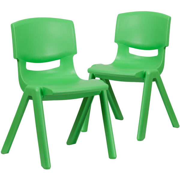 English Elm Whitney 2 Pack Stackable Plastic School Chairs for Kids - Safe, Comfortable & Easy to Store Green 2-YU-YCX-005-GREEN-GG