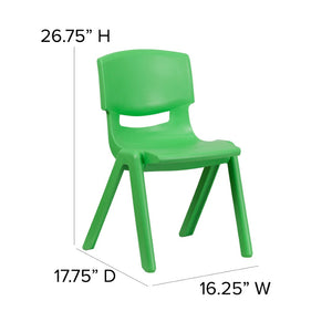 English Elm Whitney 2 Pack Stackable Plastic School Chairs for Kids - Safe, Comfortable & Easy to Store Green 2-YU-YCX-005-GREEN-GG
