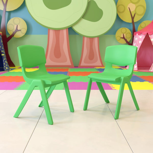 English Elm Whitney 2 Pack Stackable Plastic School Chairs for Kids - Safe, Comfortable & Easy to Store Green 2-YU-YCX-005-GREEN-GG