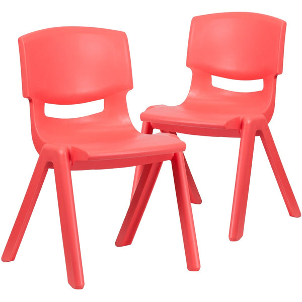 English Elm Whitney 2 Pack Stackable Plastic School Chairs for Kids - Safe, Comfortable & Easy to Store Red 2-YU-YCX-005-RED-GG