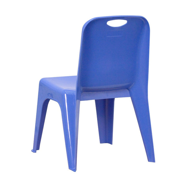 English Elm Whitney 2 Pack Stackable Plastic School Chairs with Carrying Handle for Kids' Comfort and Safety Blue 2-YU-YCX-011-BLUE-GG