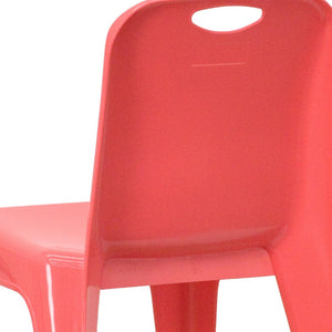 English Elm Whitney 2 Pack Stackable Plastic School Chairs with Carrying Handle for Kids' Comfort and Safety Red 2-YU-YCX-011-RED-GG