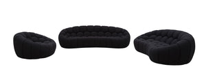 VIG Furniture Divani Casa Yolonda - Modern Curved Black Fabric Sofa Set VGEV-2126C-SET-BLK