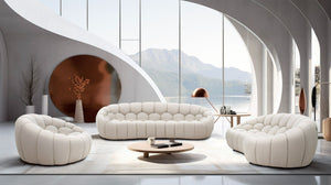 VIG Furniture Divani Casa Yolonda - Modern Curved Beige Fabric Sofa Set VGEV2126C-SET-C-01