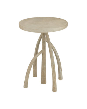 Currey & Company Mangal Faux Bois Cast Concrete Outdoor Side Table Sculptural Mangrove Root Design 2000-0051