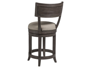 Lexington Artistica Home Aperitif Swivel Bar Stool: Elegant Mahogany Design With Upholstered Seat & Decorative Nailhead Trim Antico Wood 2000-895-39-01