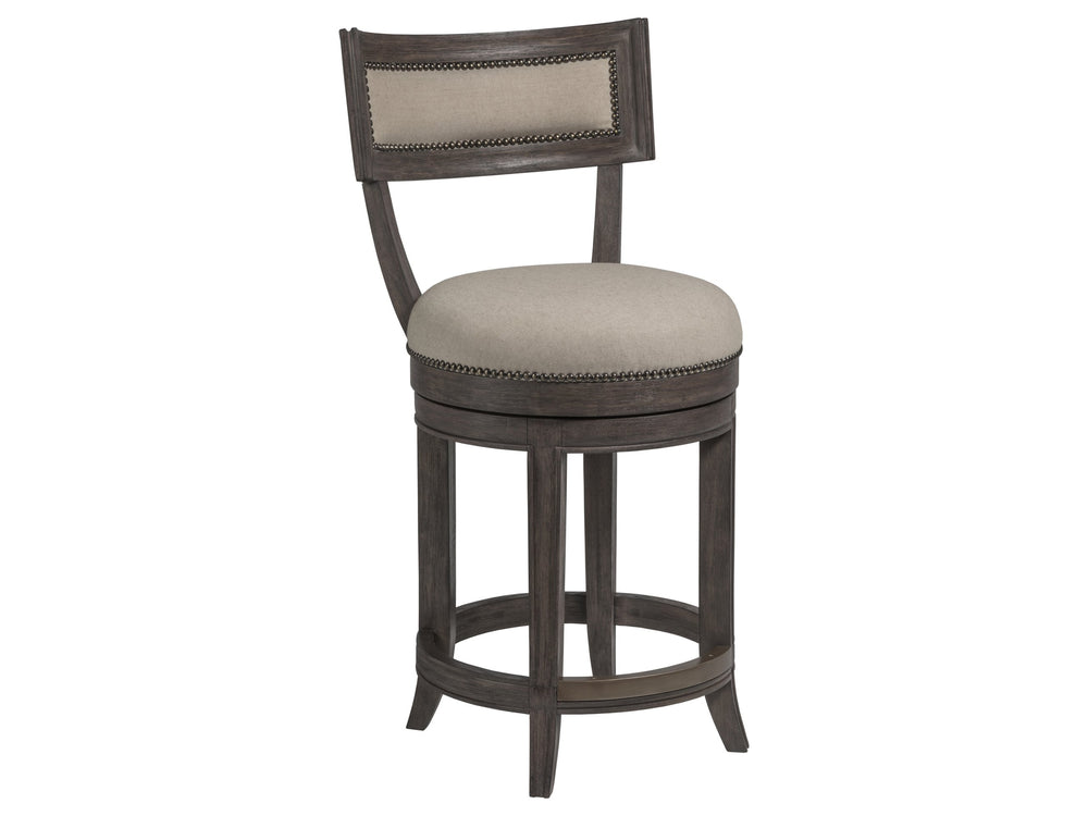 Lexington Artistica Home Aperitif Swivel Bar Stool: Elegant Mahogany Design With Upholstered Seat & Decorative Nailhead Trim Antico Wood 2000-895-39-01