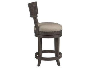 Lexington Artistica Home Aperitif Swivel Bar Stool: Elegant Mahogany Design With Upholstered Seat & Decorative Nailhead Trim Antico Wood 2000-895-39-01