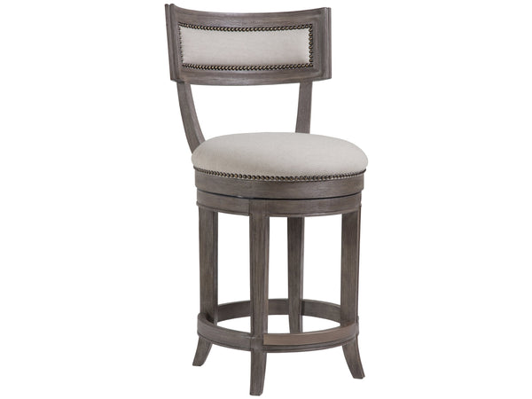 Lexington Artistica Home Aperitif Swivel Bar Stool: Elegant Mahogany Design With Upholstered Seat & Decorative Nailhead Trim Grigio Wood 2000-895-41-01