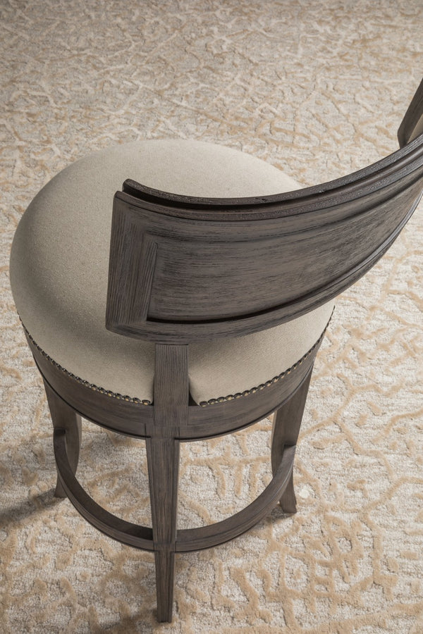 Lexington Artistica Home Aperitif Swivel Bar Stool: Elegant Mahogany Design With Upholstered Seat & Decorative Nailhead Trim Antico Wood 2000-896-39-01