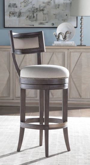Lexington Artistica Home Aperitif Swivel Bar Stool: Elegant Mahogany Design With Upholstered Seat & Decorative Nailhead Trim Antico Wood 2000-896-39-01