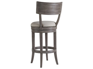 Lexington Artistica Home Aperitif Swivel Bar Stool: Elegant Mahogany Design With Upholstered Seat & Decorative Nailhead Trim Grigio Wood 2000-896-41-01