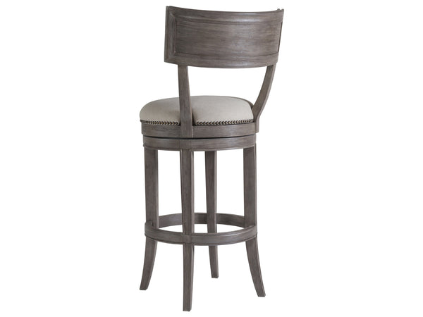 Lexington Artistica Home Aperitif Swivel Bar Stool: Elegant Mahogany Design With Upholstered Seat & Decorative Nailhead Trim Grigio Wood 2000-896-41-01