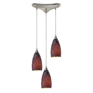 Abstractions 3-Light Pendant - Brown and Satin Nickel 20002/3BA Elk Lighting