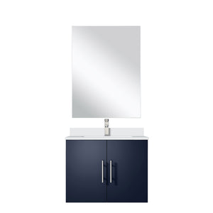 English Elm Navy Blue Single Bath Vanity With White Quartz Top, Chrome Faucet, Mirror - Perfect For Small Spaces! B2731S01299