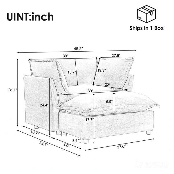 English Elm Modern Chenille Accent Chair with Ottoman Plush Wide Seat Curved Arms for Bedroom Beige N719P428439A