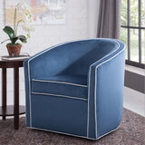 Comfort Pointe Keely Blue Swivel Chair Blue with cream welt