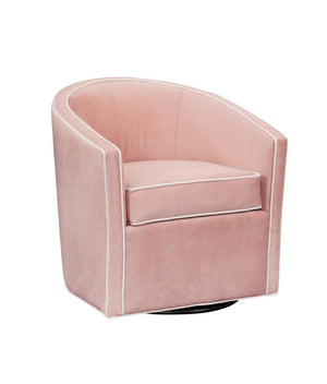 Comfort Pointe Keely Blush Swivel Chair Blush with cream welt