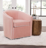 Comfort Pointe Keely Blush Swivel Chair Blush with cream welt