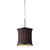 Fabrique 8'' Wide 1-Light Drum Pendant - Polished Chrome and Pinstripe Black Shade 20021/1 Elk Lighting