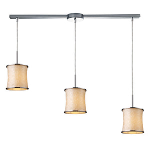 Fabrique 36'' Wide 3-Light Linear Drum Pendant - Polished Chrome and Retro Beige Shades 20024/3L Elk Lighting