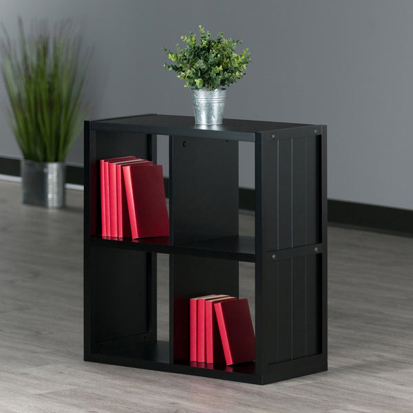 Winsome Wood Timothy 2x2 Storage Cube Shelf - Modern Black Organizer For Stylish Home & Versatile Storage Solutions Black Composite Wood 20025-winsome-wood
