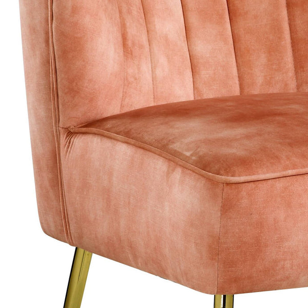 English Elm Sambell Burnt Orange Velvet Wingback Accent Chair – Upholstered Foam Seat, Metal Legs, 220lb Capacity B2726P288781