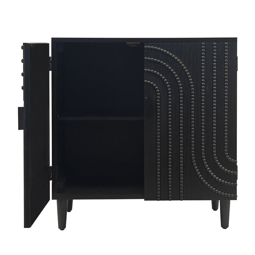 English Elm Modern Black Wood Storage Cabinet - Stylish 30In Accent Sideboard For Living Room, Bedroom & Entryway W2729P239175