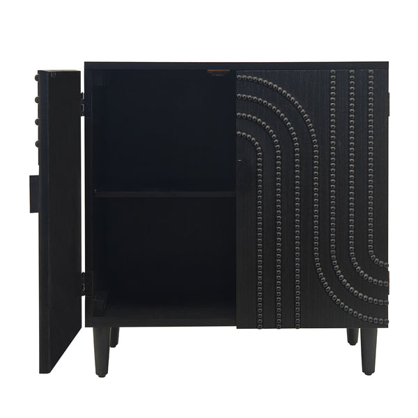English Elm Modern Black Wood Storage Cabinet - Stylish 30In Accent Sideboard For Living Room, Bedroom & Entryway W2729P239175