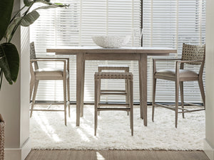 Lexington Artistica Home Milo Leather Backless Stool - Chic Mahogany Design With Warm Gray Woven Leather For Every Room Grigio Wood 2002-898-41-01