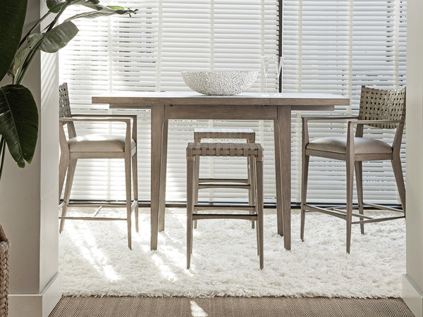 Lexington Artistica Home Milo Leather Backless Stool - Chic Mahogany Design With Warm Gray Woven Leather For Every Room Grigio Wood 2002-898-41-01