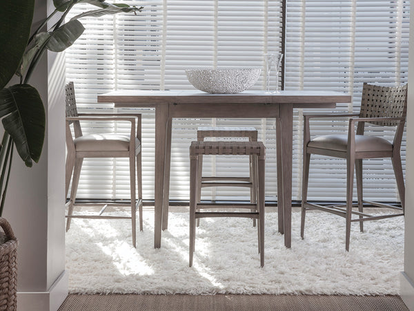 Lexington Artistica Home Milo Leather Backless Stool - Chic Mahogany Design With Warm Gray Woven Leather For Every Room Grigio Wood 2002-898-41-01