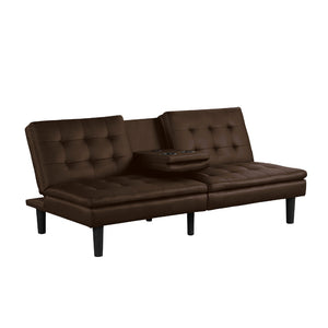 English Elm Futon Modern convertible sofa bed with chrome-reinforced metal legs, foam cushions, sleek engineered frame Brown 44 L x 37 W x 15 H B2741P363837