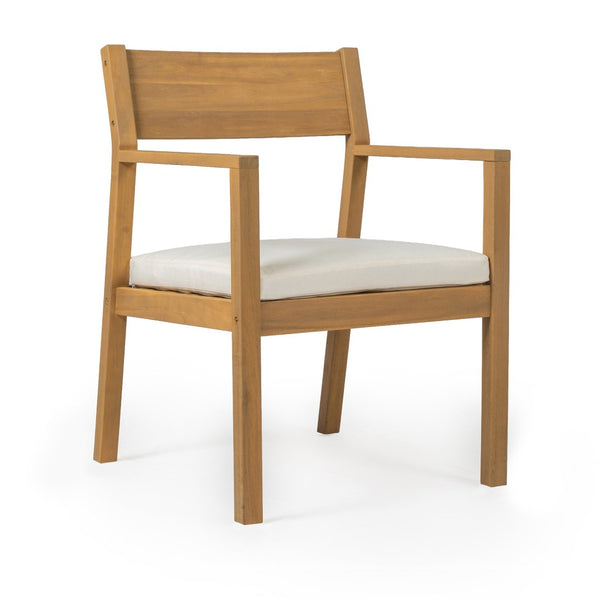 English Elm Trexm Outdoor Acacia Wood Dining Set Seats Six with Umbrella Hole and Cushioned Bench Beige,Light Teak TM000028AAD