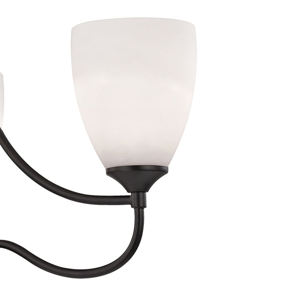 Thomas Lighting Arlington 3 Light Chandelier Oil Rubbed Bronze Curved Arms with Opaque White Shades 22 inches 2003CH/10
