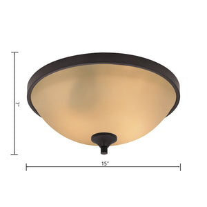 Thomas Lighting Arlington 3 Light Flush Mount Warm Amber Glass Oil Rubbed Bronze Ceiling Fixture 2003FM/10