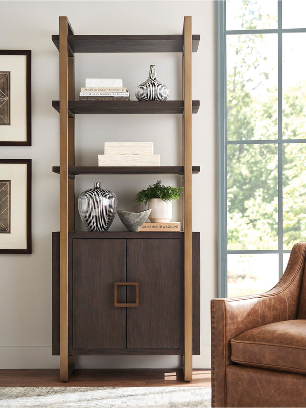 Lexington Artistica Home Vertex Bookcase - Stylish Mahogany Storage Solution With Adjustable Shelves & Modern Metal Accents Antico Wood 2004-991-39