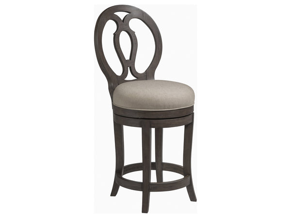 Lexington Artistica Home Axiom Swivel Counter Stool - Elegant Mahogany Design With Upholstered Seat For Stylish Comfort Antico Wood 2005-895-39-01