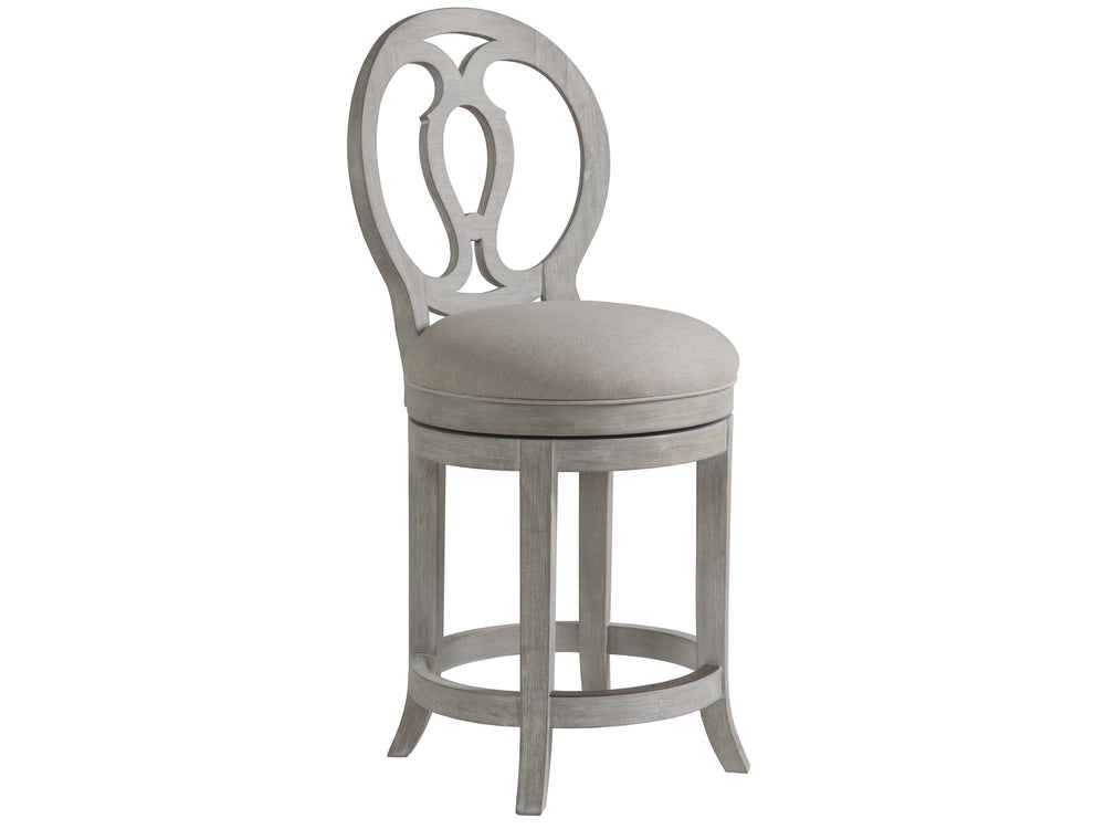 Lexington Artistica Home Axiom Swivel Counter Stool - Elegant Mahogany Design With Upholstered Seat For Stylish Comfort Grigio Wood 2005-895-41-01