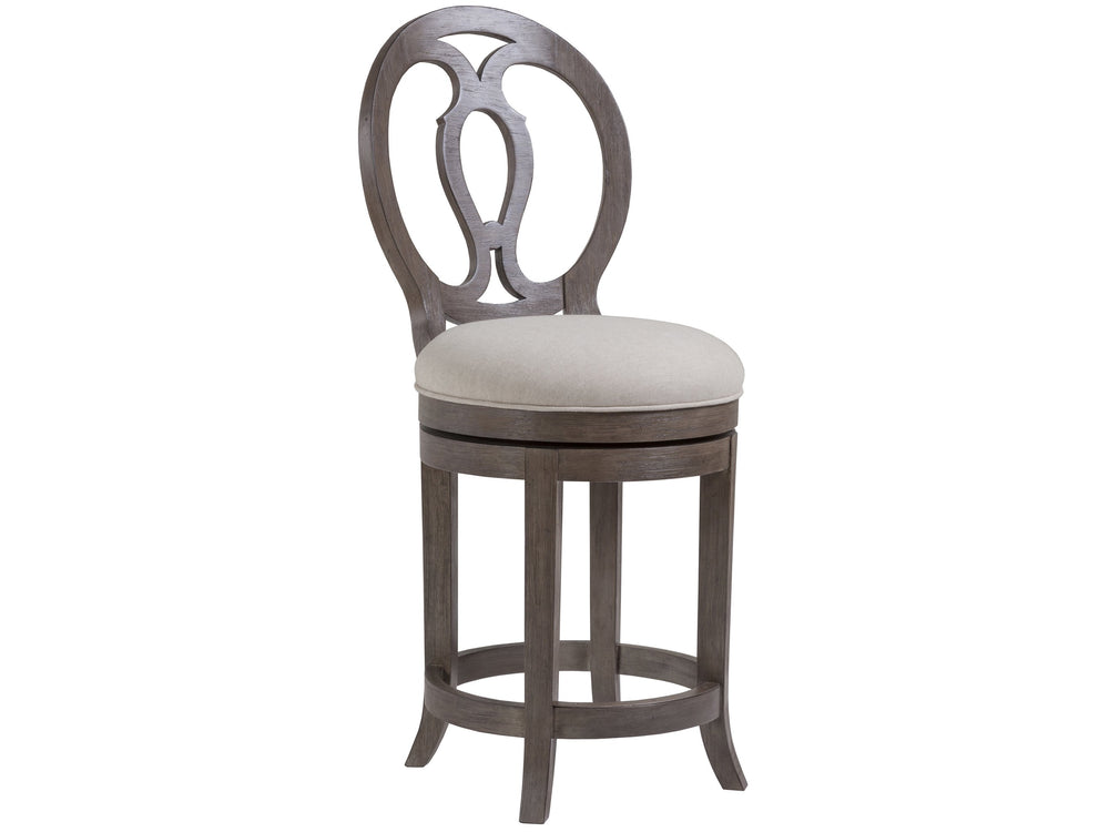 Lexington Artistica Home Axiom Swivel Counter Stool - Elegant Mahogany Design With Upholstered Seat For Stylish Comfort Grigio Wood 2005-895-41-01