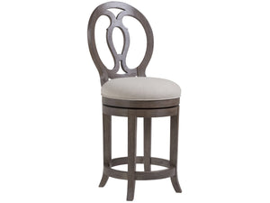Lexington Artistica Home Axiom Swivel Counter Stool - Elegant Mahogany Design With Upholstered Seat For Stylish Comfort Grigio Wood 2005-895-41-01