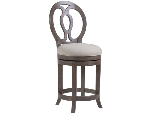 Lexington Artistica Home Axiom Swivel Counter Stool - Elegant Mahogany Design With Upholstered Seat For Stylish Comfort Grigio Wood 2005-895-41-01