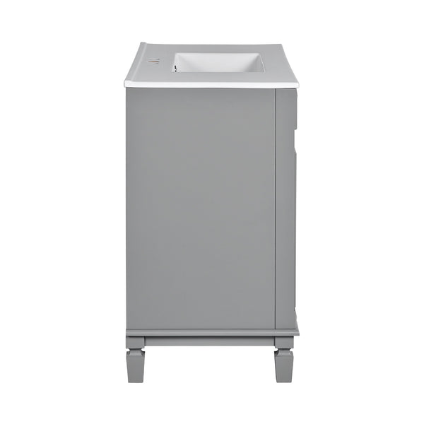 English Elm 36'' Modern Bathroom Vanity With Black Ceramic Top, Soft-Close Doors & Drawers For Stylish Storage N710P230231E